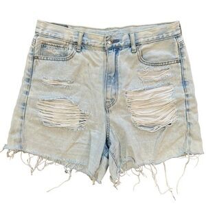 2/$25 American Eagle Light Blue Distressed High Rise Mom Boho Denim Jean Shorts